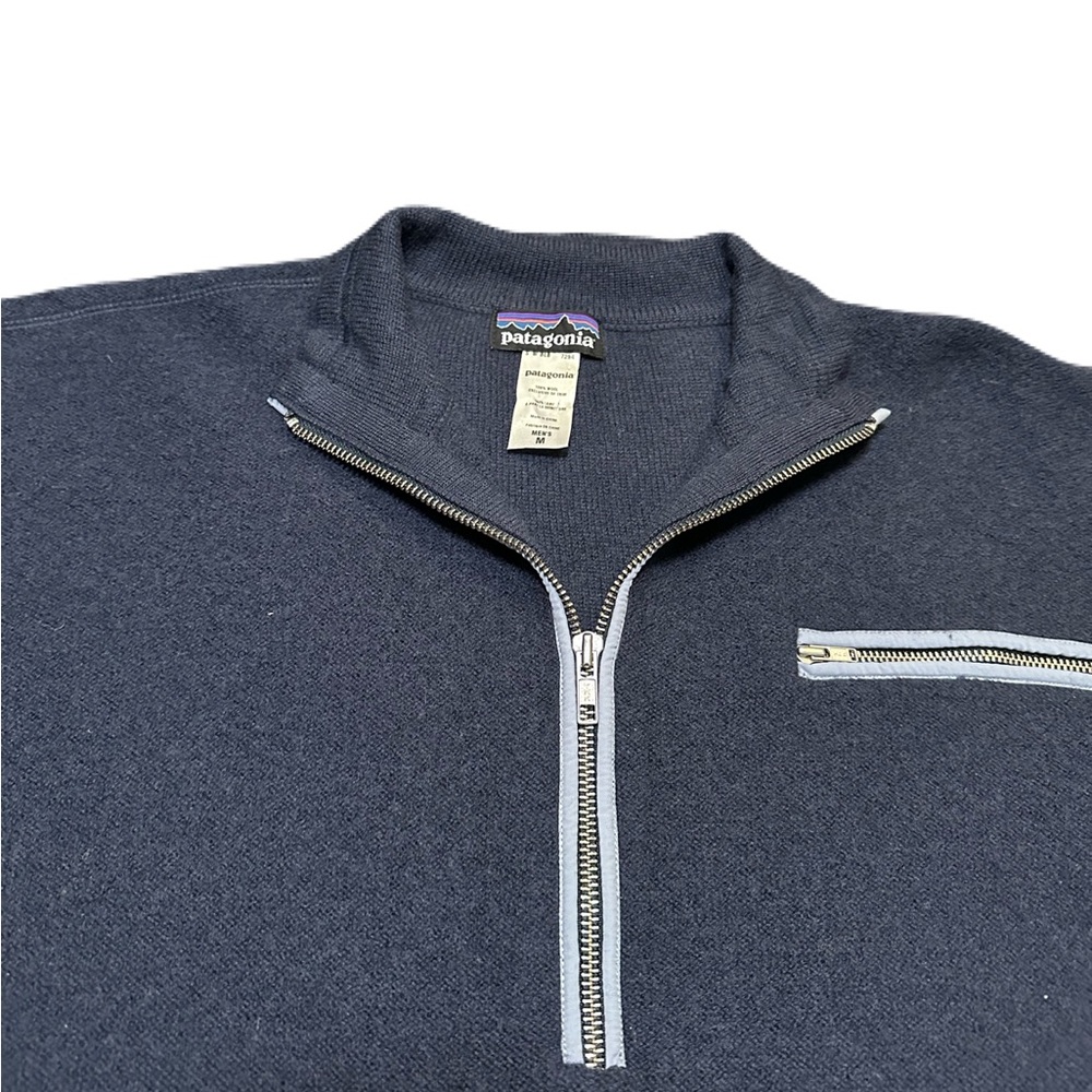 Patagonia Wool Fleece Pullover 1/4 Zip Knit Sweater Blue Men’s Medium - Picture 4 of 6